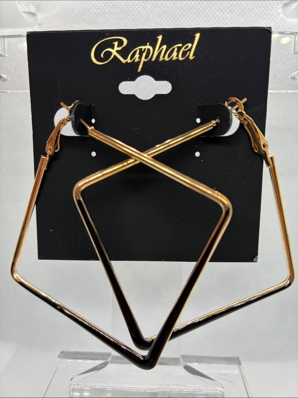 3For$20 Raphael Gold and Black Angular Hoop Earrings for Women